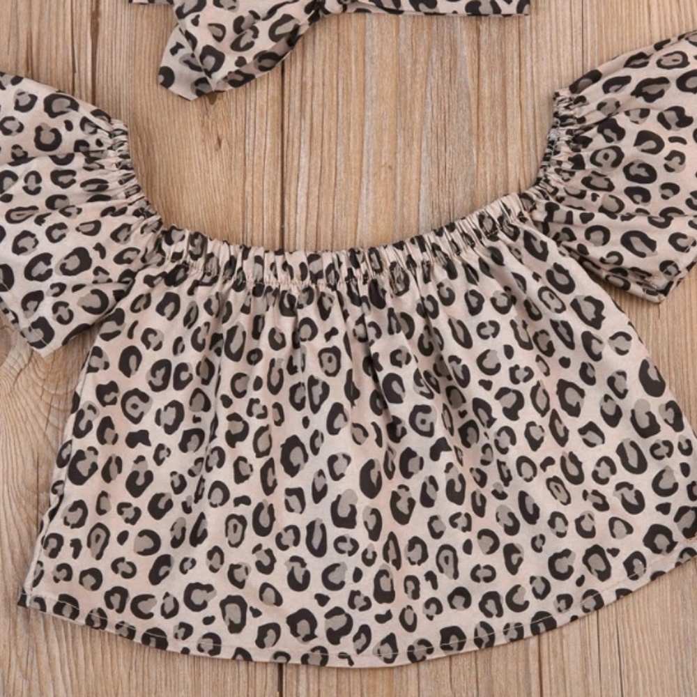 Leopard Print Off the Shoulder Top and Headband - Picture 3 of 5